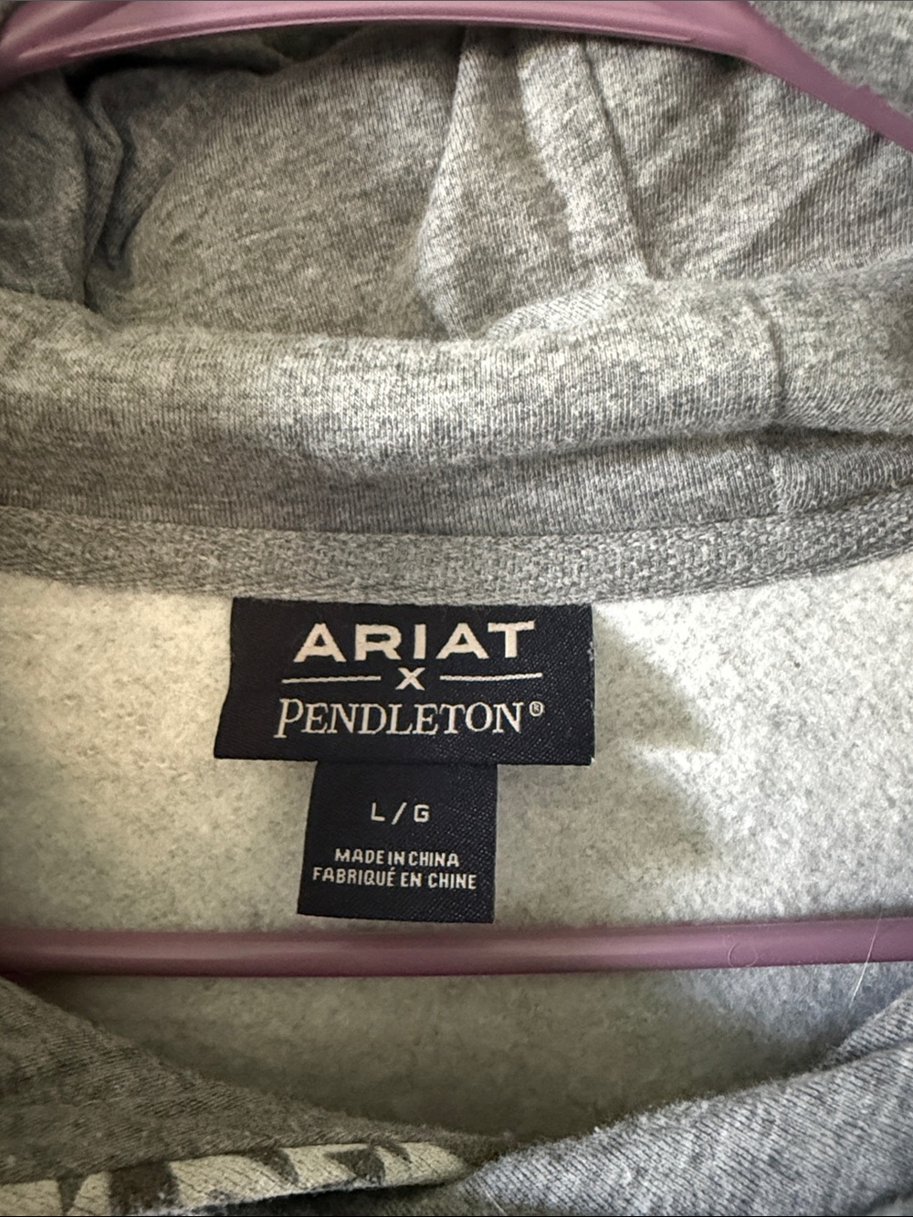 Ariat Women’s Gray Geometric Hooded Sweatshirt with Tan Stripes - Picture 3 of 3
